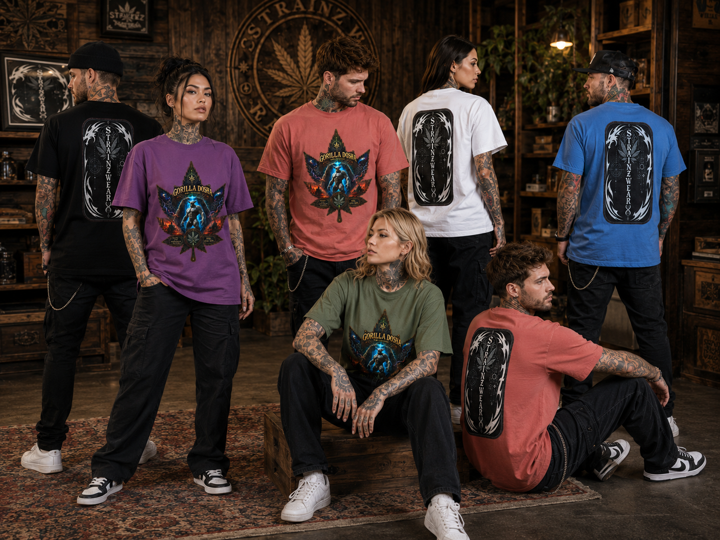 Gorilla Dosh Cannabis Leaf T-shirt | Psychedelic Ape Graphic