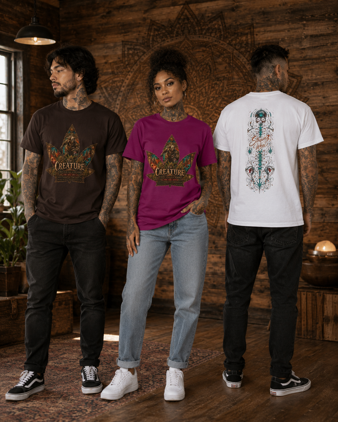 Creature Leaf Graphic Tee | Botanical Skull Art