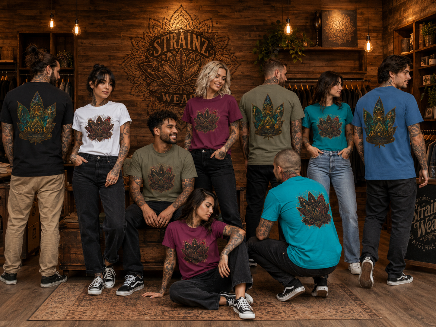 Ornate Lotus Leaf T-Shirt | Boho Mandala Cannabis Leaf Graphic