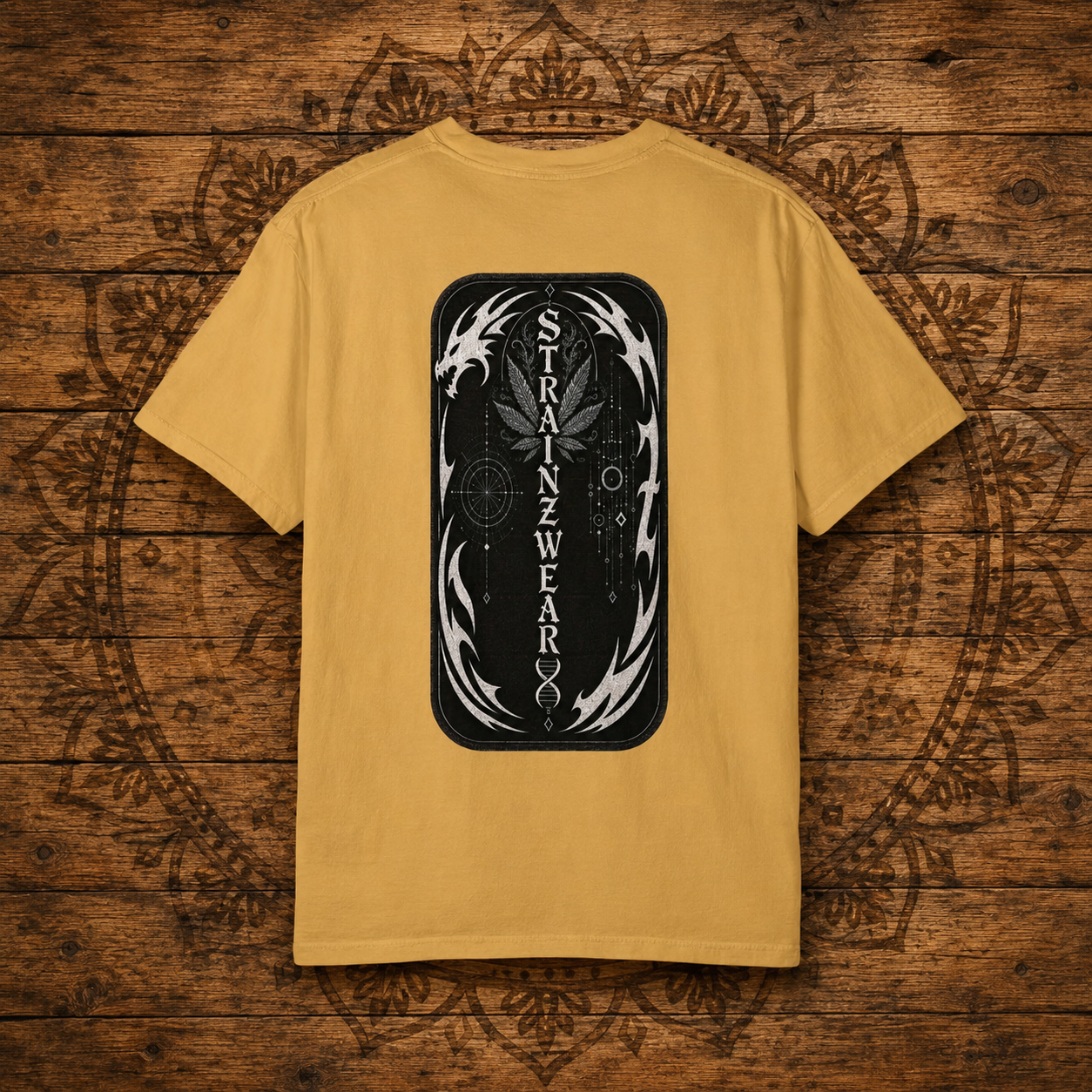Gorilla Glue #4 Leaf Graphic T-shirt | Psychedelic Gorilla Illustration, Strainzwear Back Print