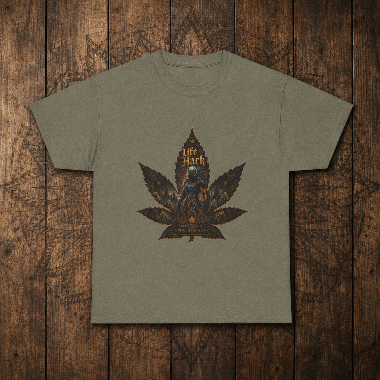 Life Hack Skeleton Leaf T-Shirt | Gothic Cannabis Leaf Illustration