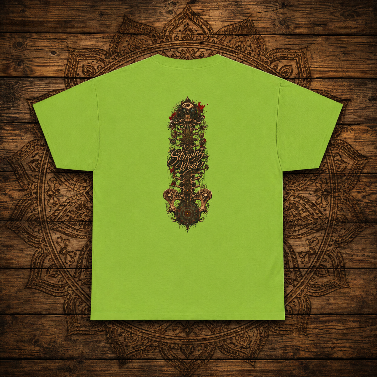 Vintage Cannabis Leaf Skull Tee | Ornate Gothic Illustration, Back Sigil Print