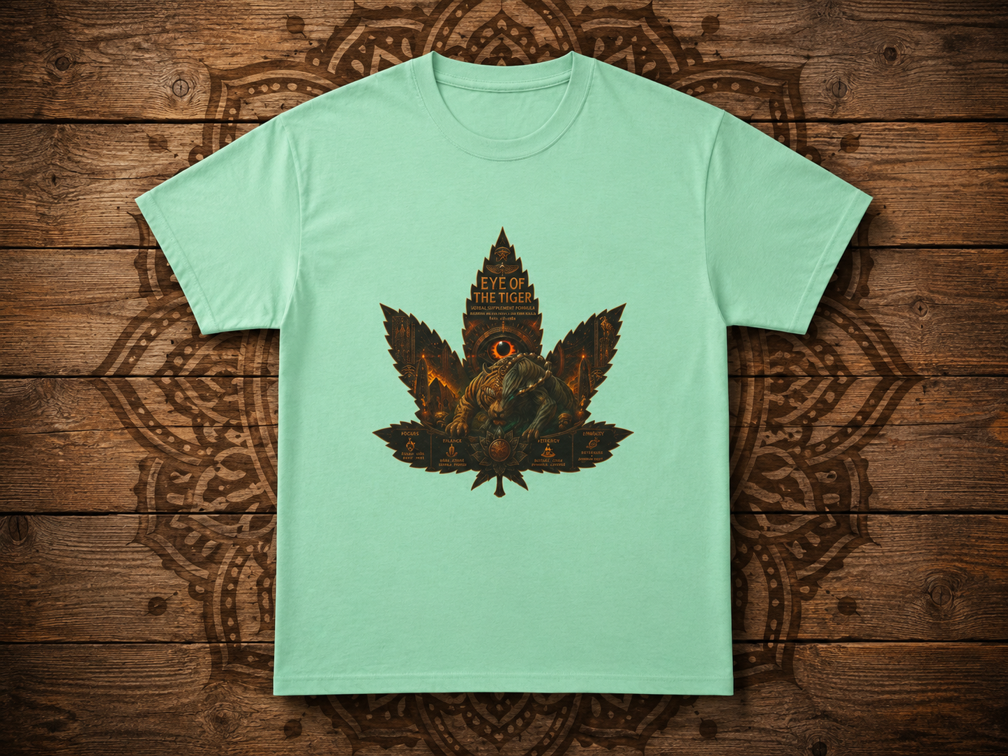 Vintage Cannabis Leaf Skull Tee | Ornate Gothic Illustration, Back Sigil Print
