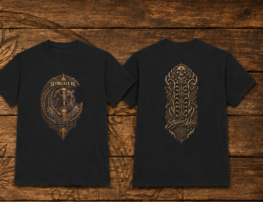 Skywalker OG Crescent Moon Crest T-Shirt | Vintage Spinal Cosmic Emblem