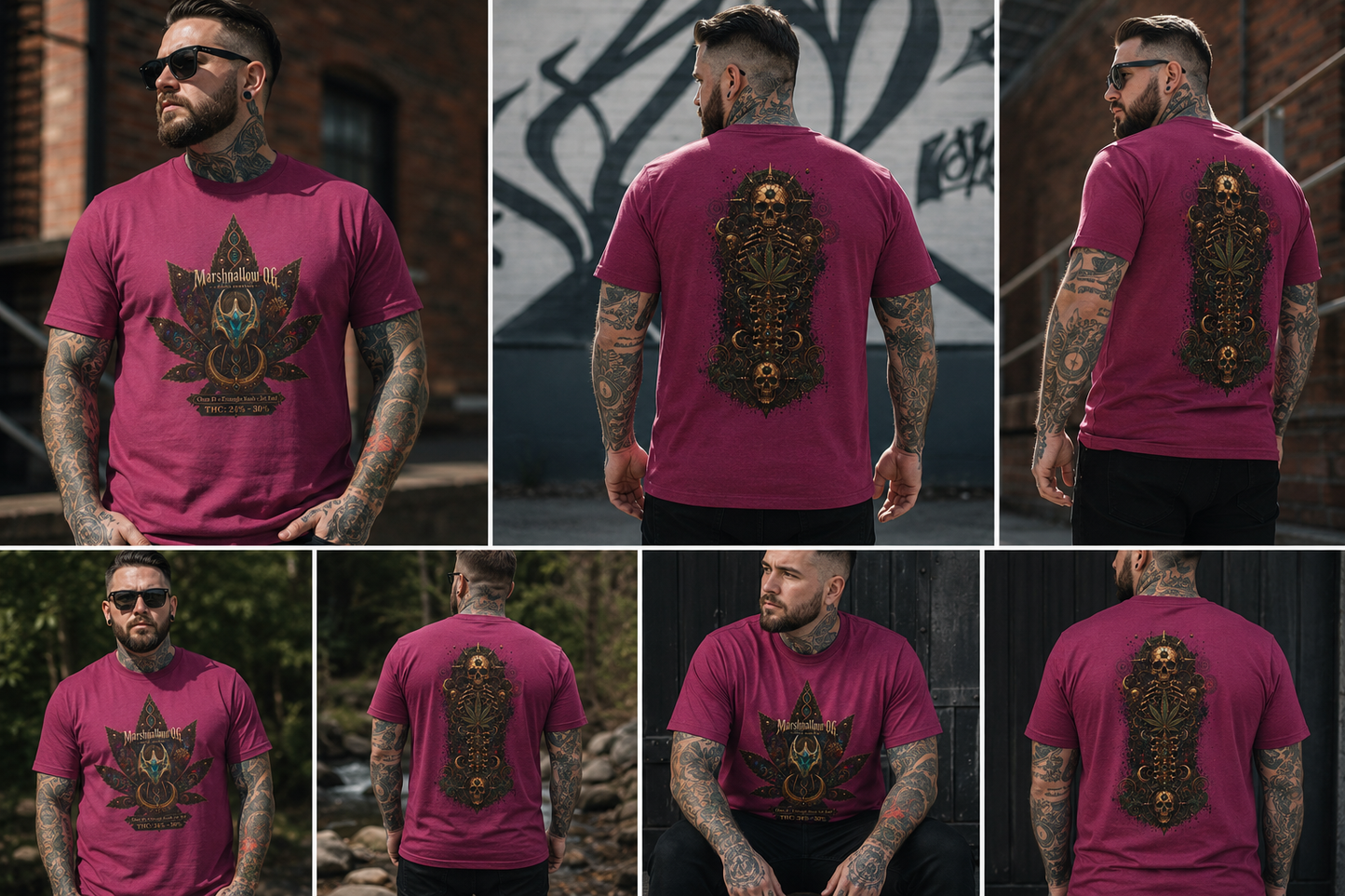Marshmallow OG/Spinal Cannabis Skull T-shirt