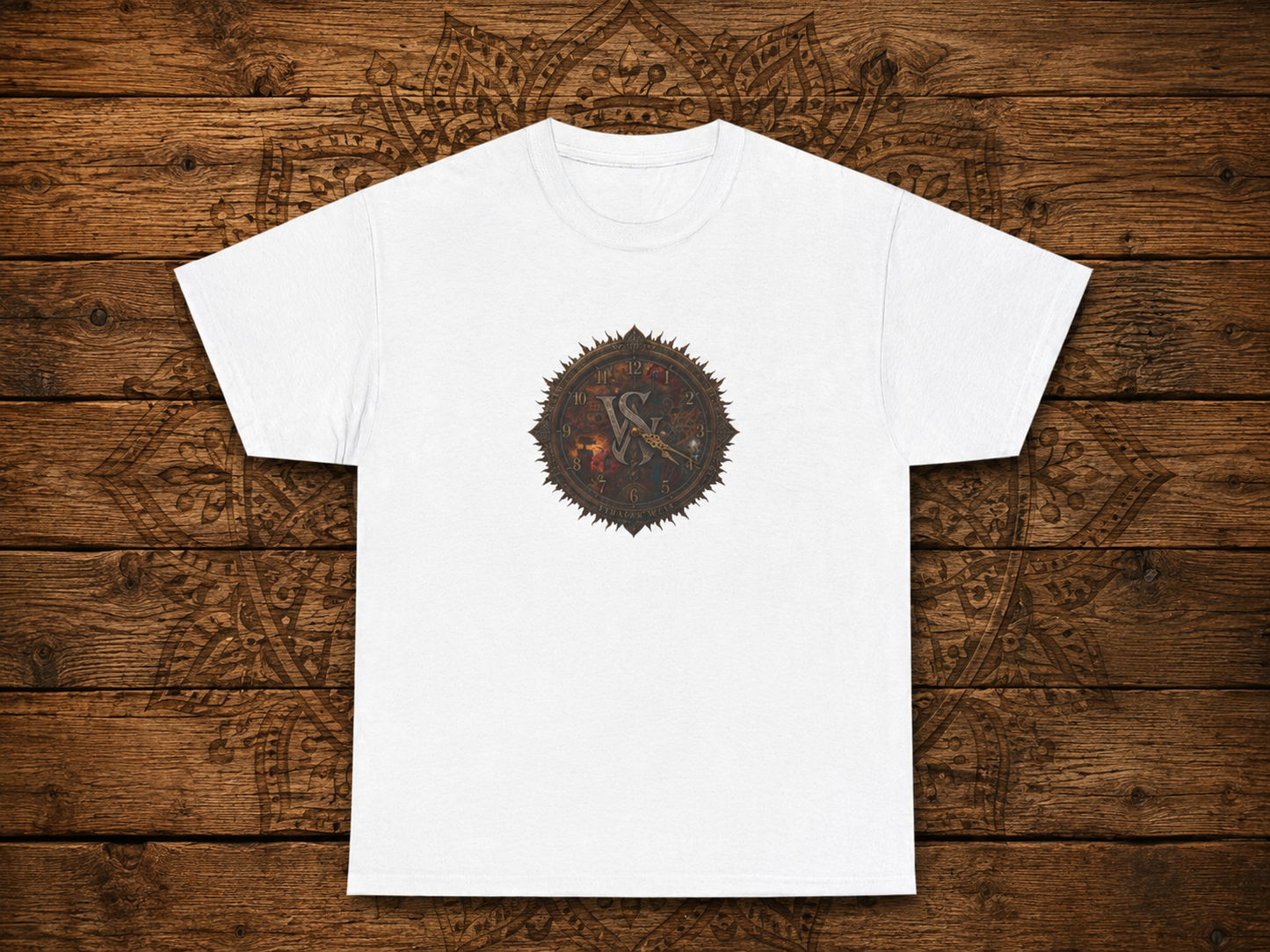 Strainz Wear Sun Clock-Skull Spine Emblem T-Shirt | Gothic Anatomy Backprint