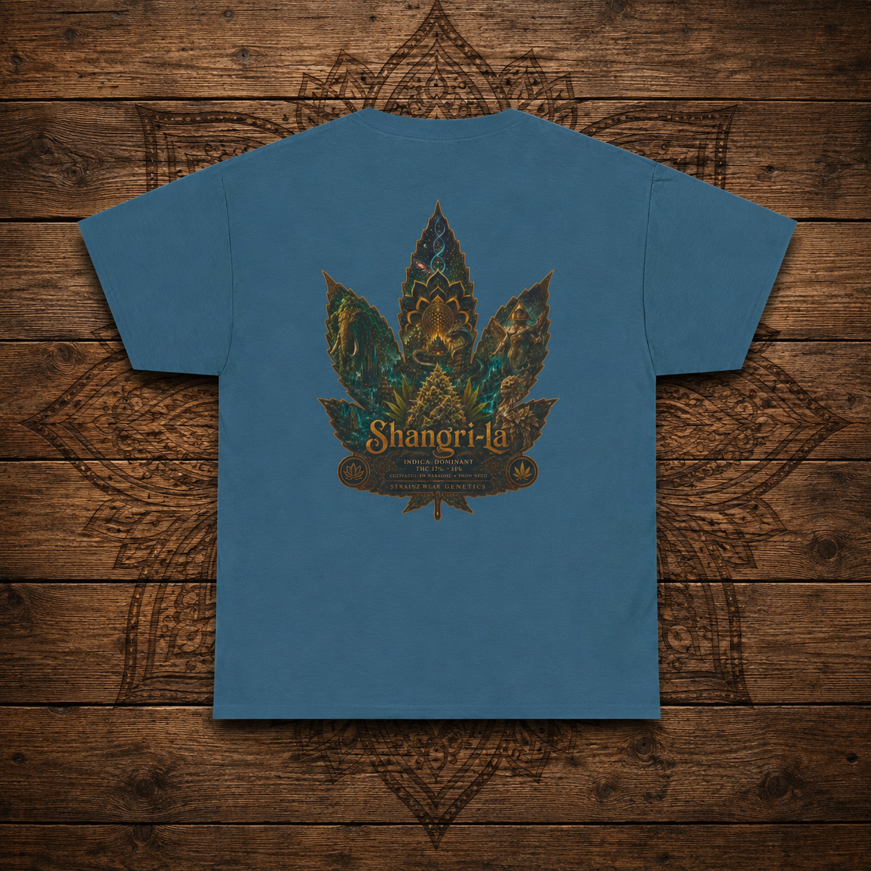 Ornate Lotus Leaf T-Shirt | Boho Mandala Cannabis Leaf Graphic