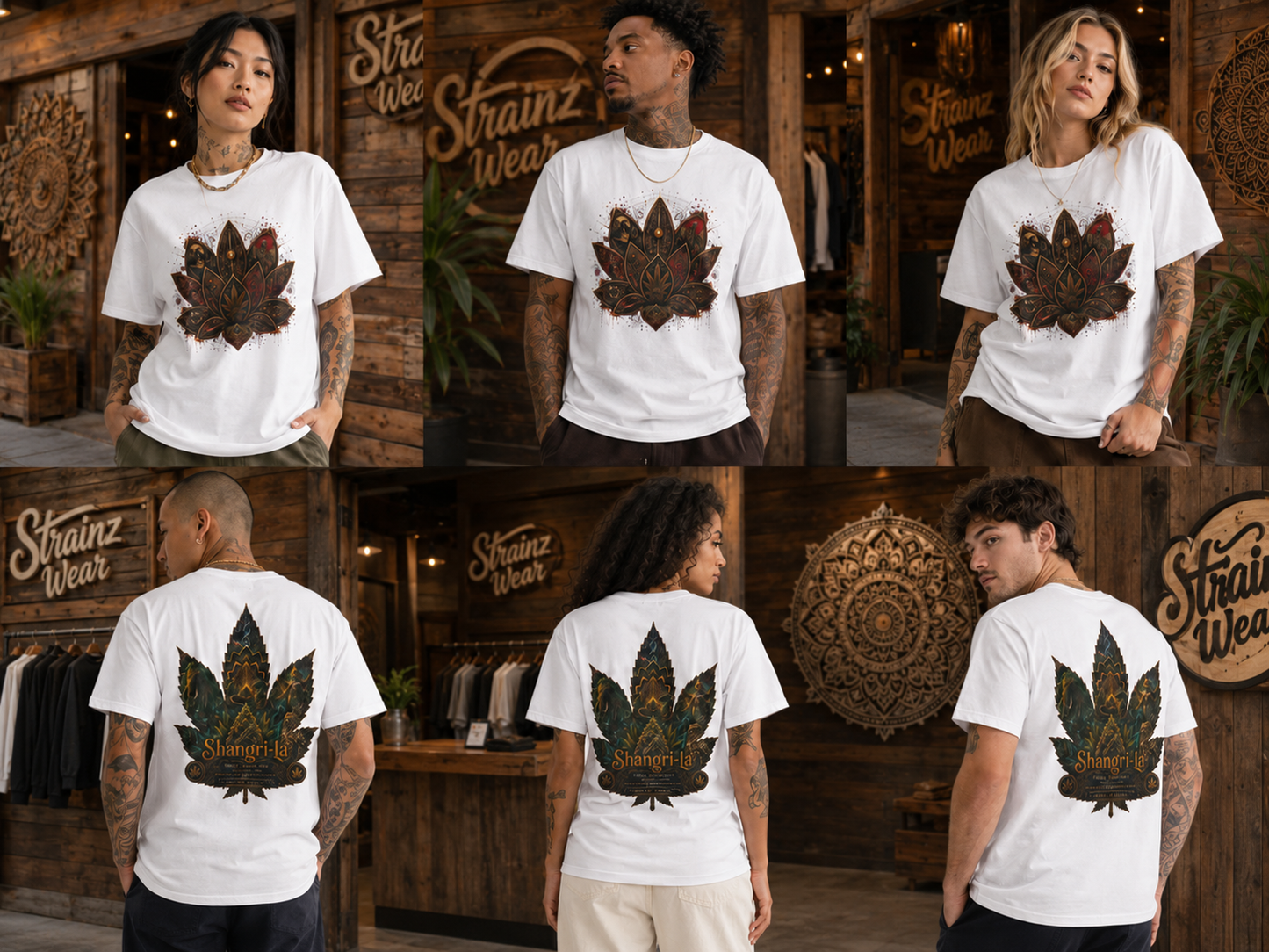 Ornate Lotus Leaf T-Shirt | Boho Mandala Cannabis Leaf Graphic