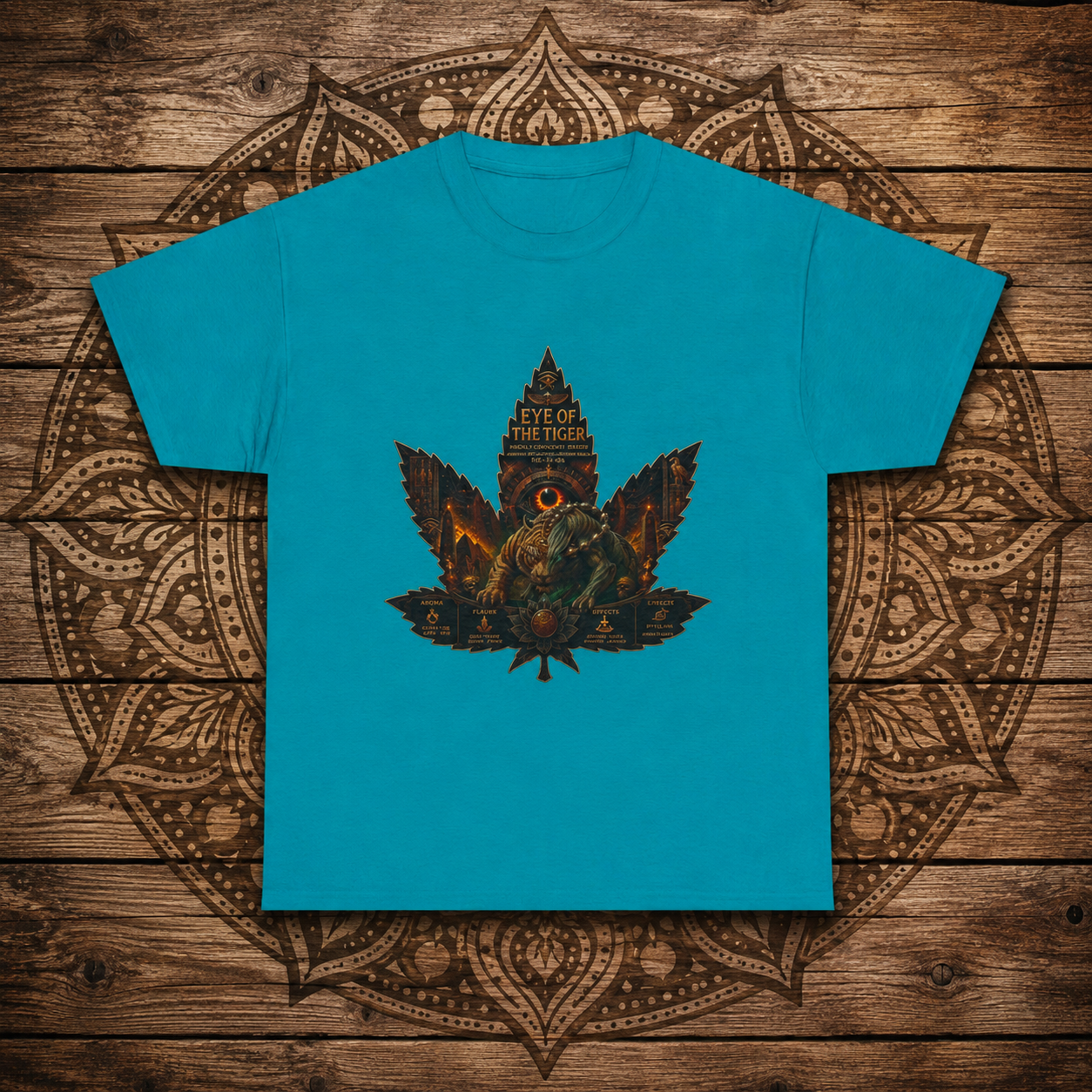 Vintage Cannabis Leaf Skull Tee | Ornate Gothic Illustration, Back Sigil Print
