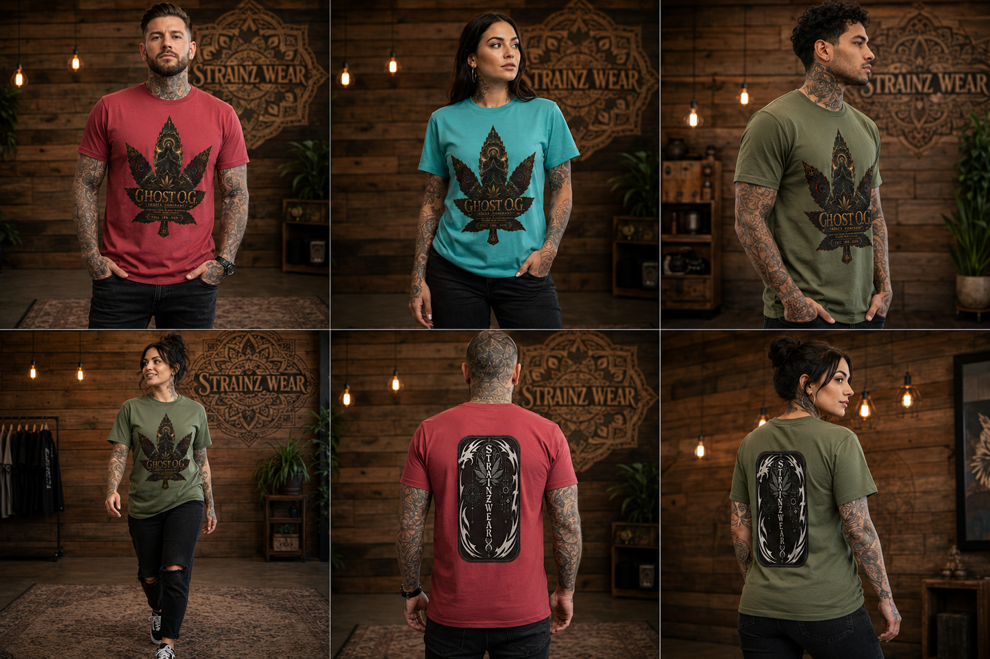 Ghost OG Leaf graphic T-shirt | Strainzwear back print