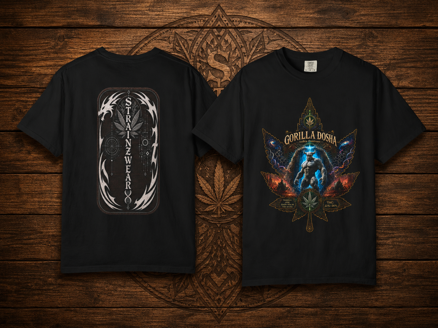 Gorilla Dosh Cannabis Leaf T-shirt | Psychedelic Ape Graphic