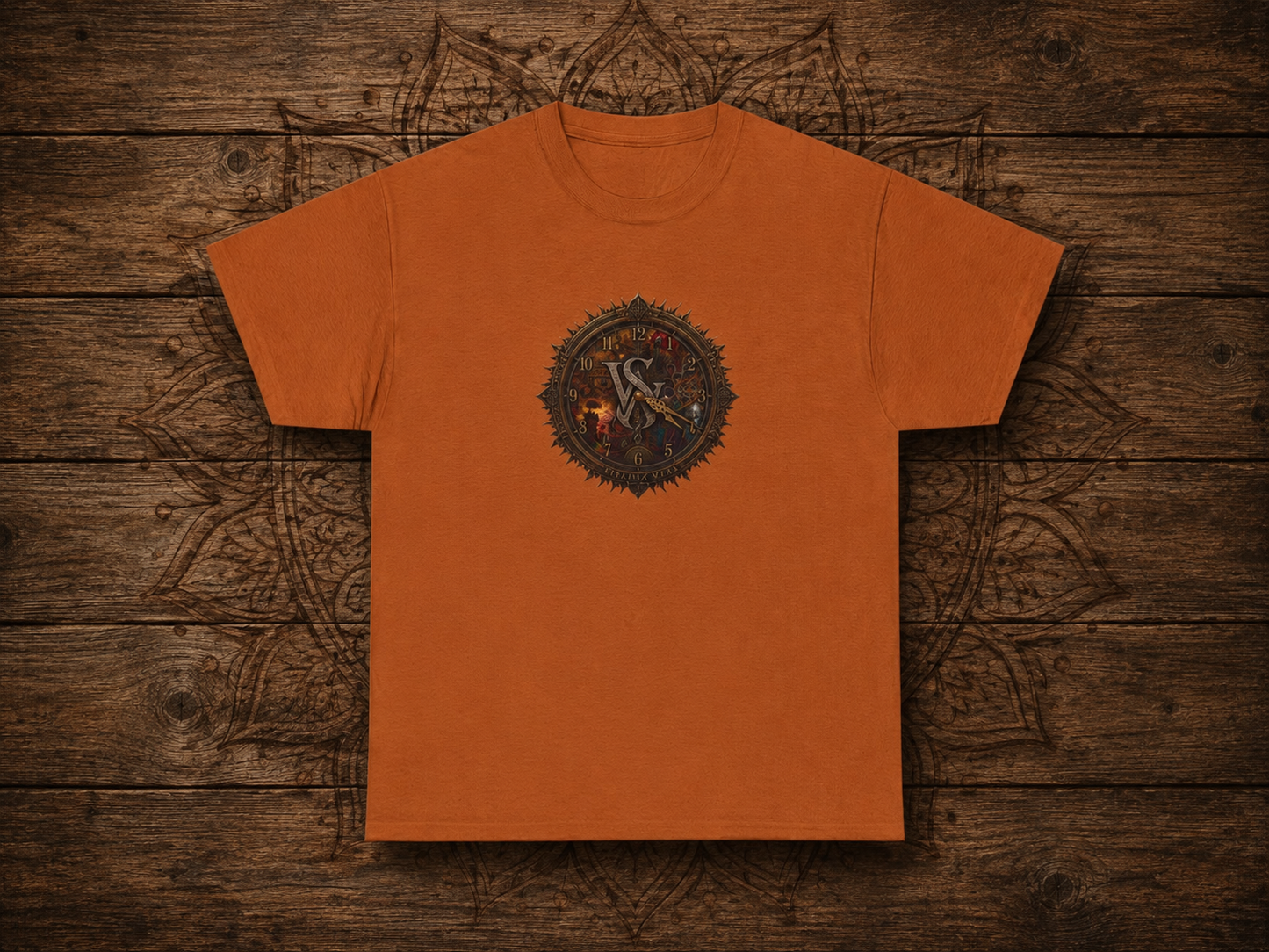 Strainz Wear Sun Clock-Skull Spine Emblem T-Shirt | Gothic Anatomy Backprint