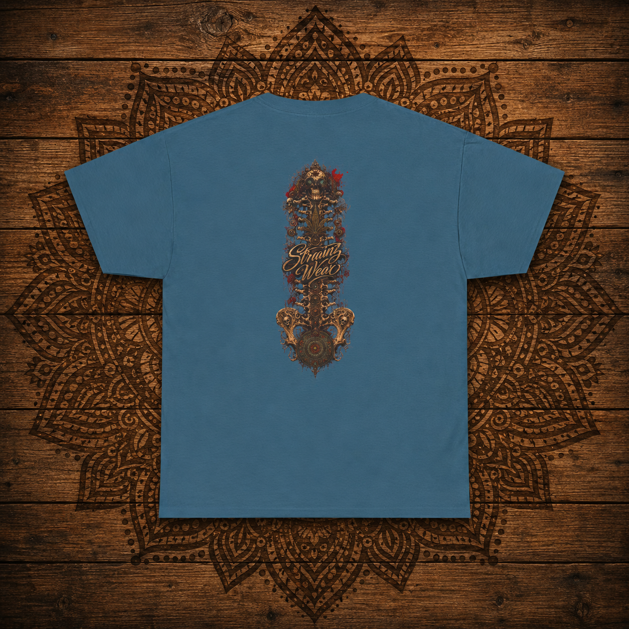 Vintage Cannabis Leaf Skull Tee | Ornate Gothic Illustration, Back Sigil Print