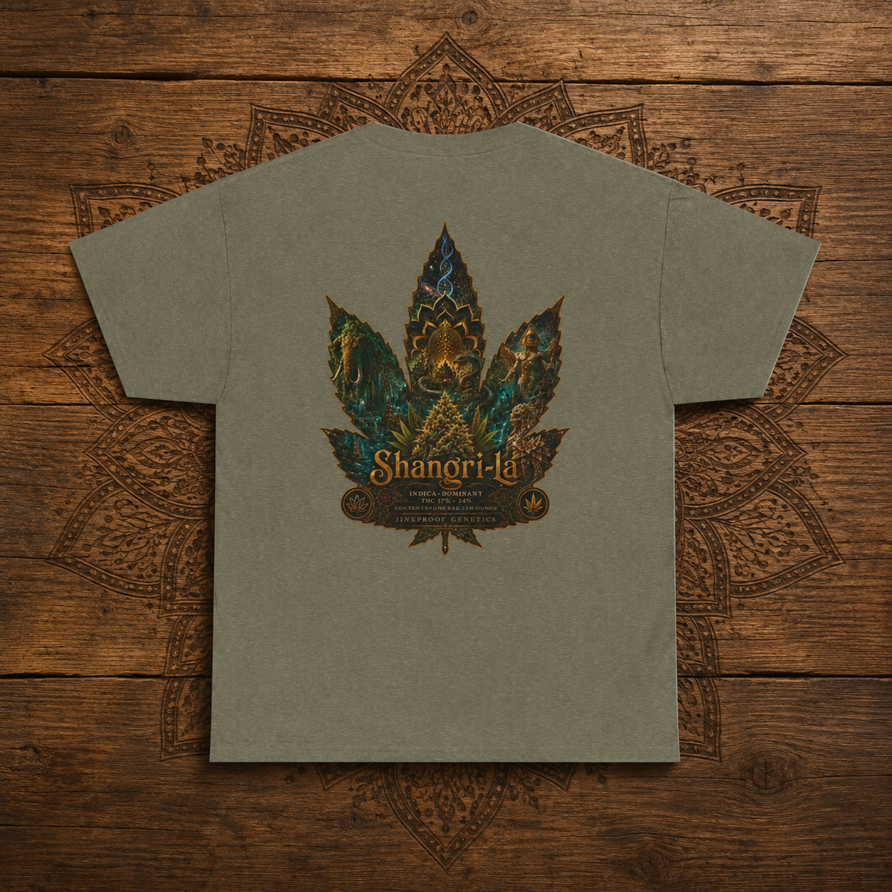 Ornate Lotus Leaf T-Shirt | Boho Mandala Cannabis Leaf Graphic