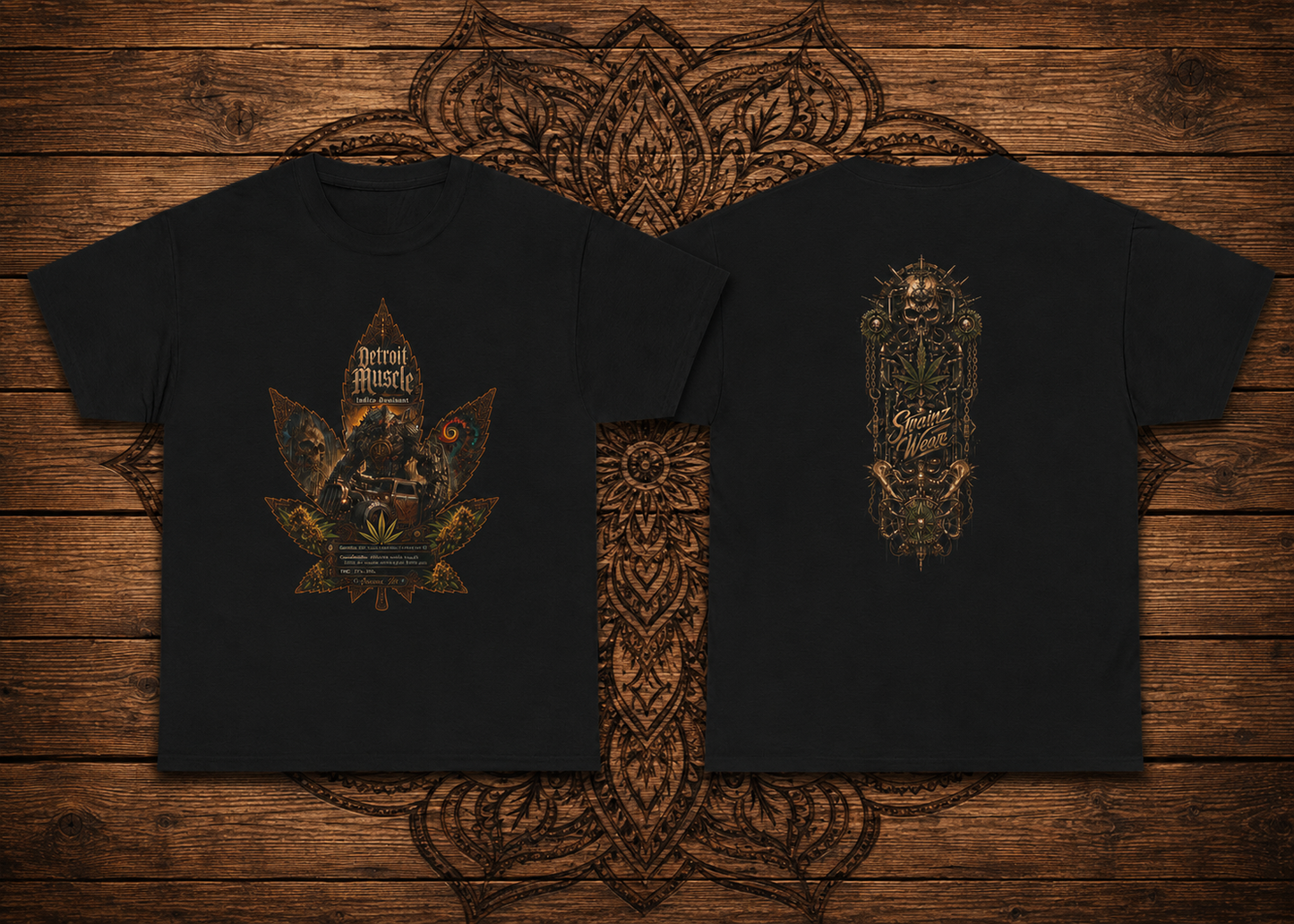 Vintage Motorhead Cannabis Leaf Tee | Retro Spinal Skull Graphic Shirt