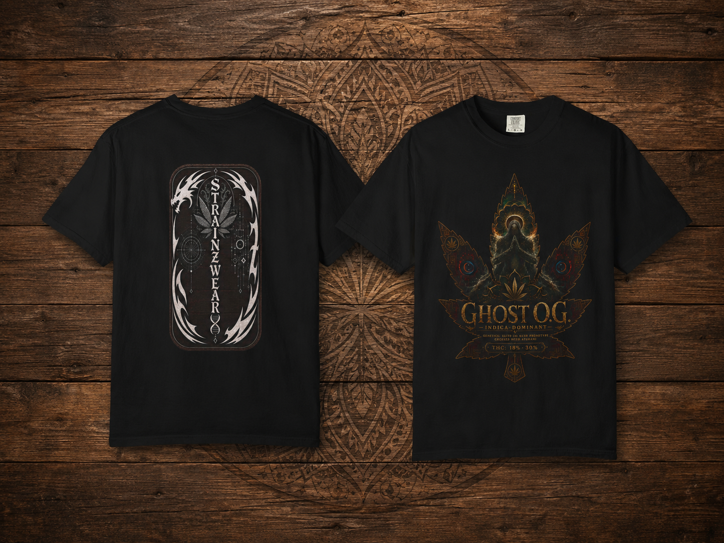 Ghost OG Leaf graphic T-shirt | Strainzwear back print
