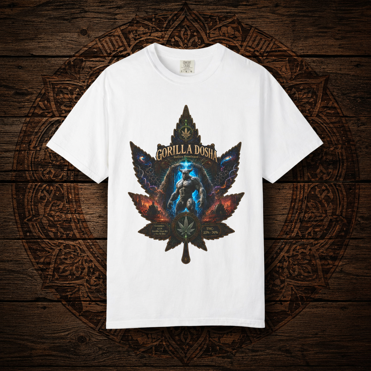 Gorilla Dosh Cannabis Leaf T-shirt | Psychedelic Ape Graphic