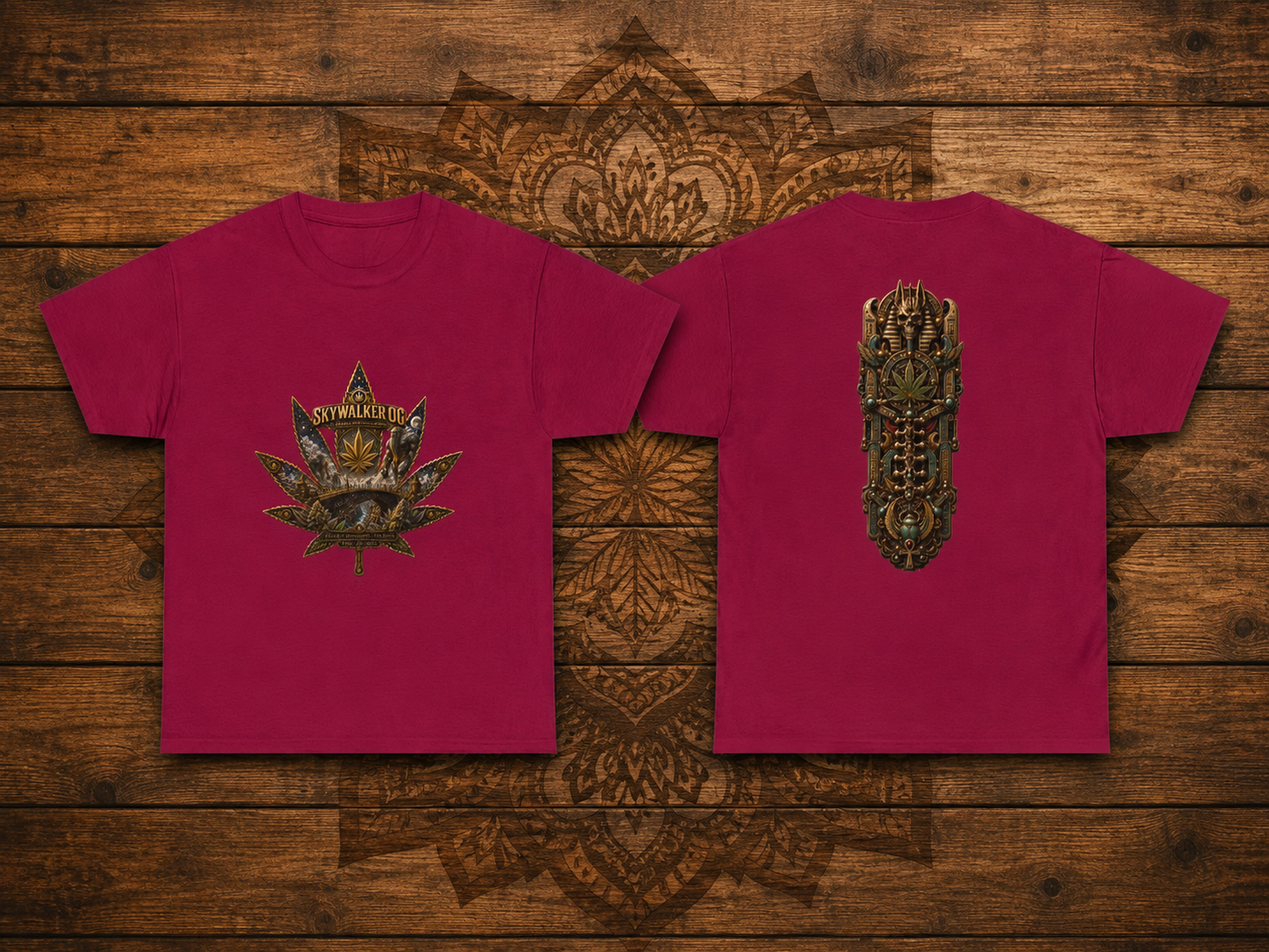 Skywalker Cannabis Leaf Tee | Gothic spinal Skull T-Shirt, Dark Botanical Design
