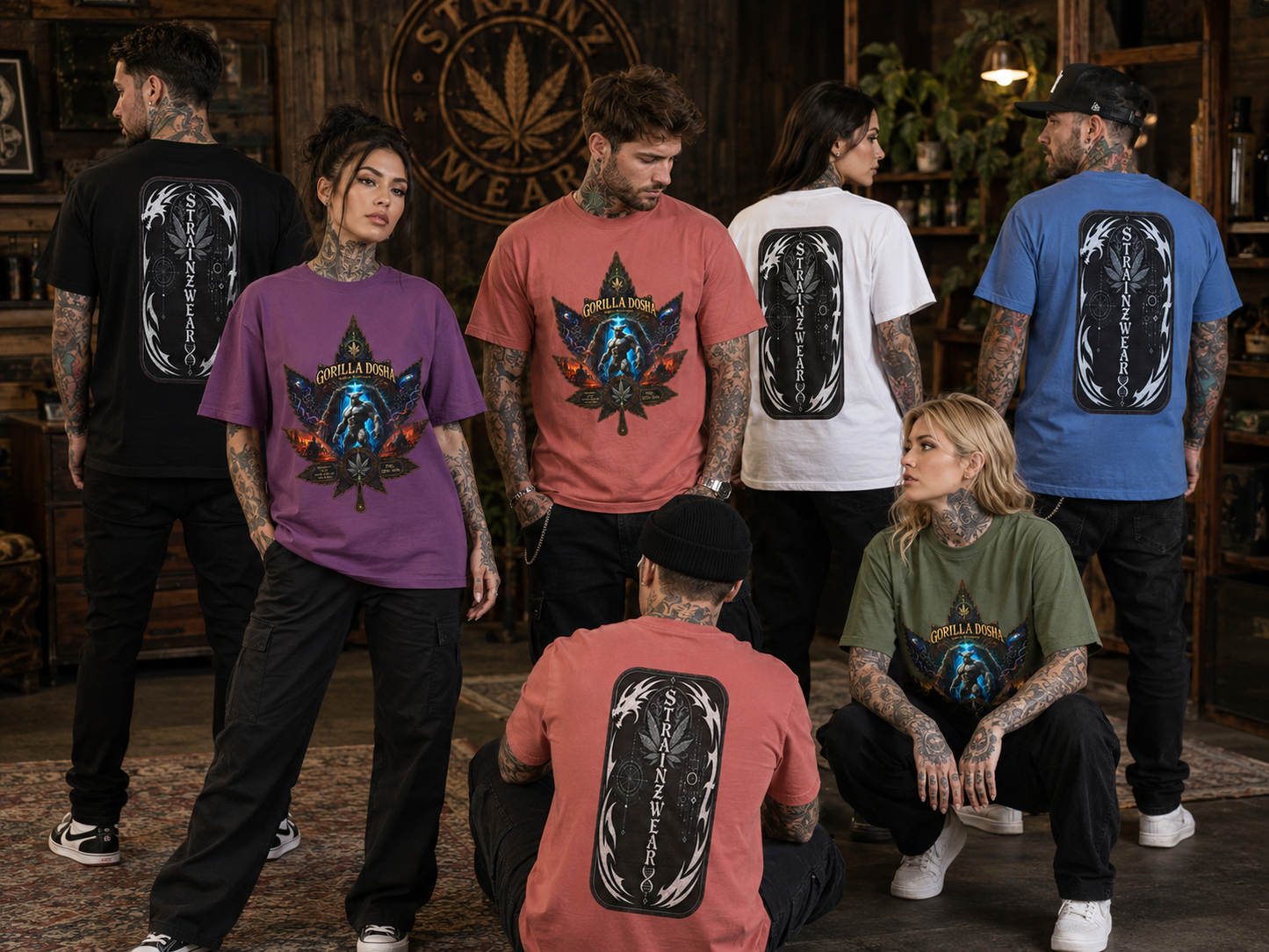 Gorilla Dosh Cannabis Leaf T-shirt | Psychedelic Ape Graphic