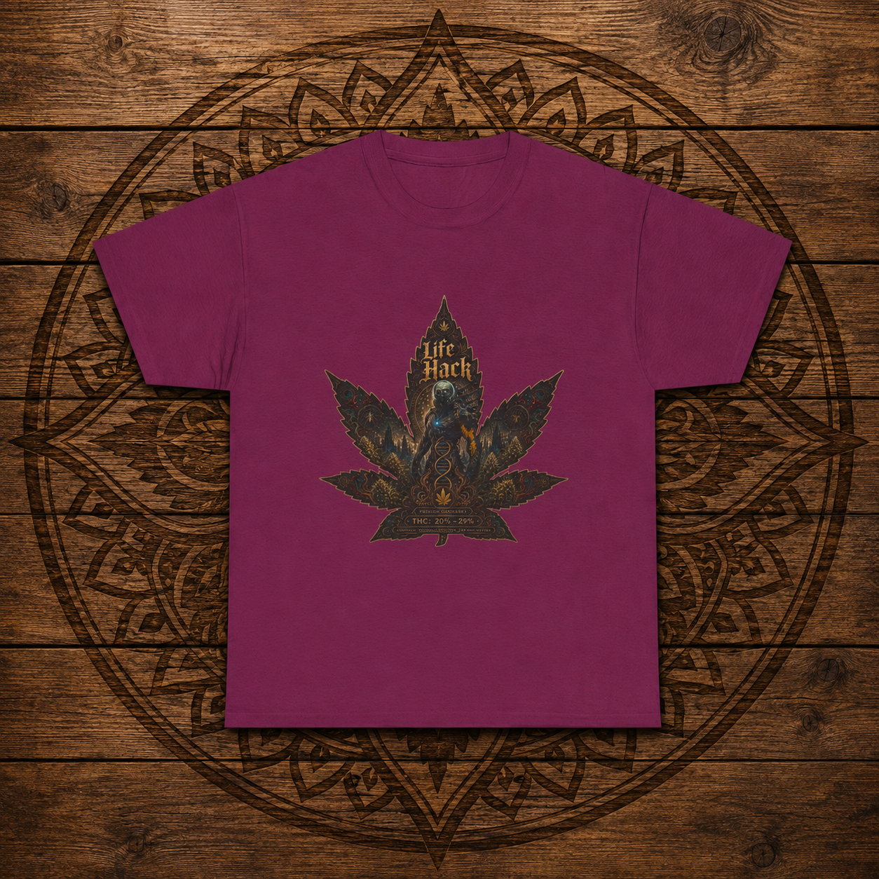 Life Hack Skeleton Leaf T-Shirt | Gothic Cannabis Leaf Illustration