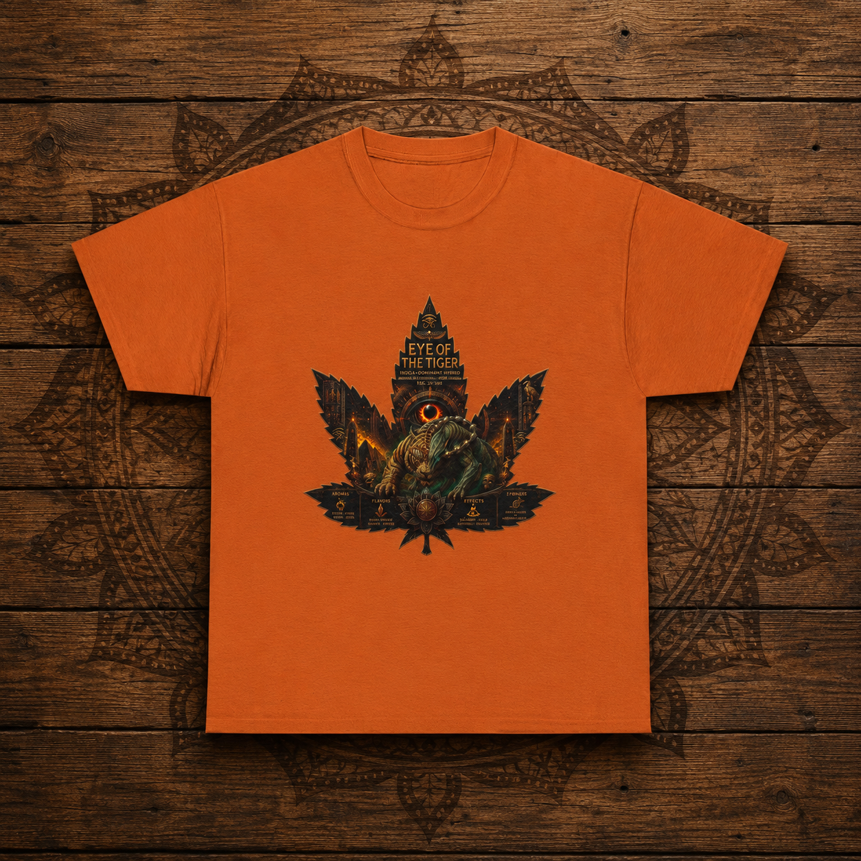 Vintage Cannabis Leaf Skull Tee | Ornate Gothic Illustration, Back Sigil Print