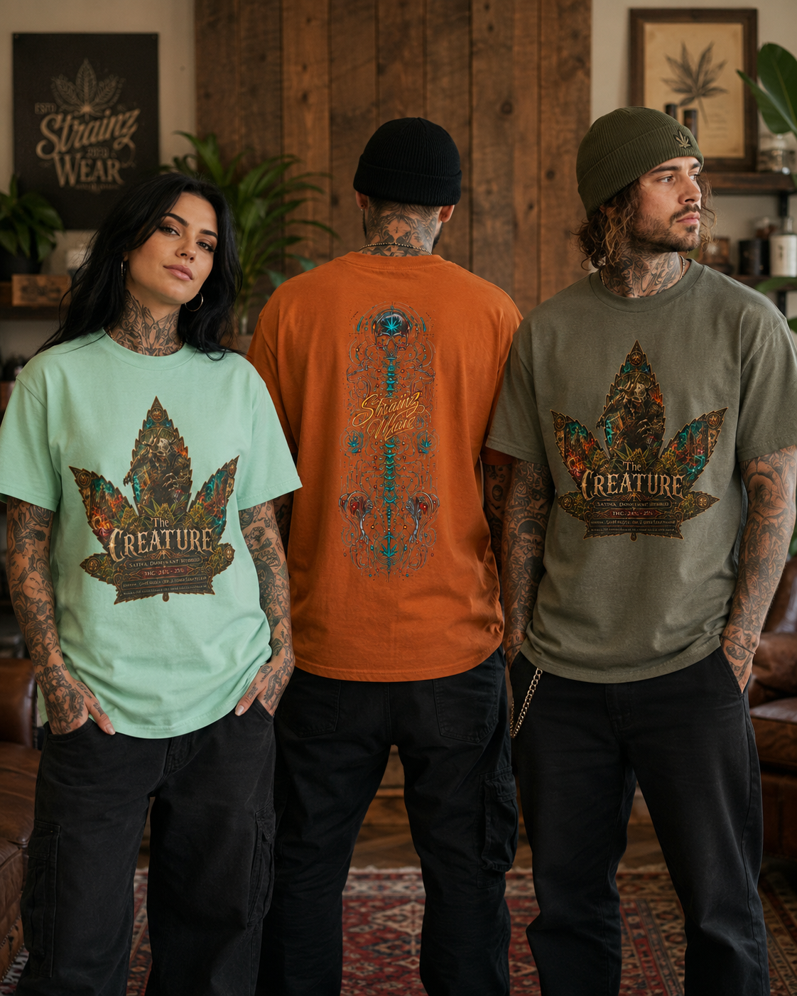 Creature Leaf Graphic Tee | Botanical Skull Art