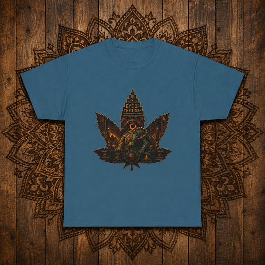 Vintage Cannabis Leaf Skull Tee | Ornate Gothic Illustration, Back Sigil Print