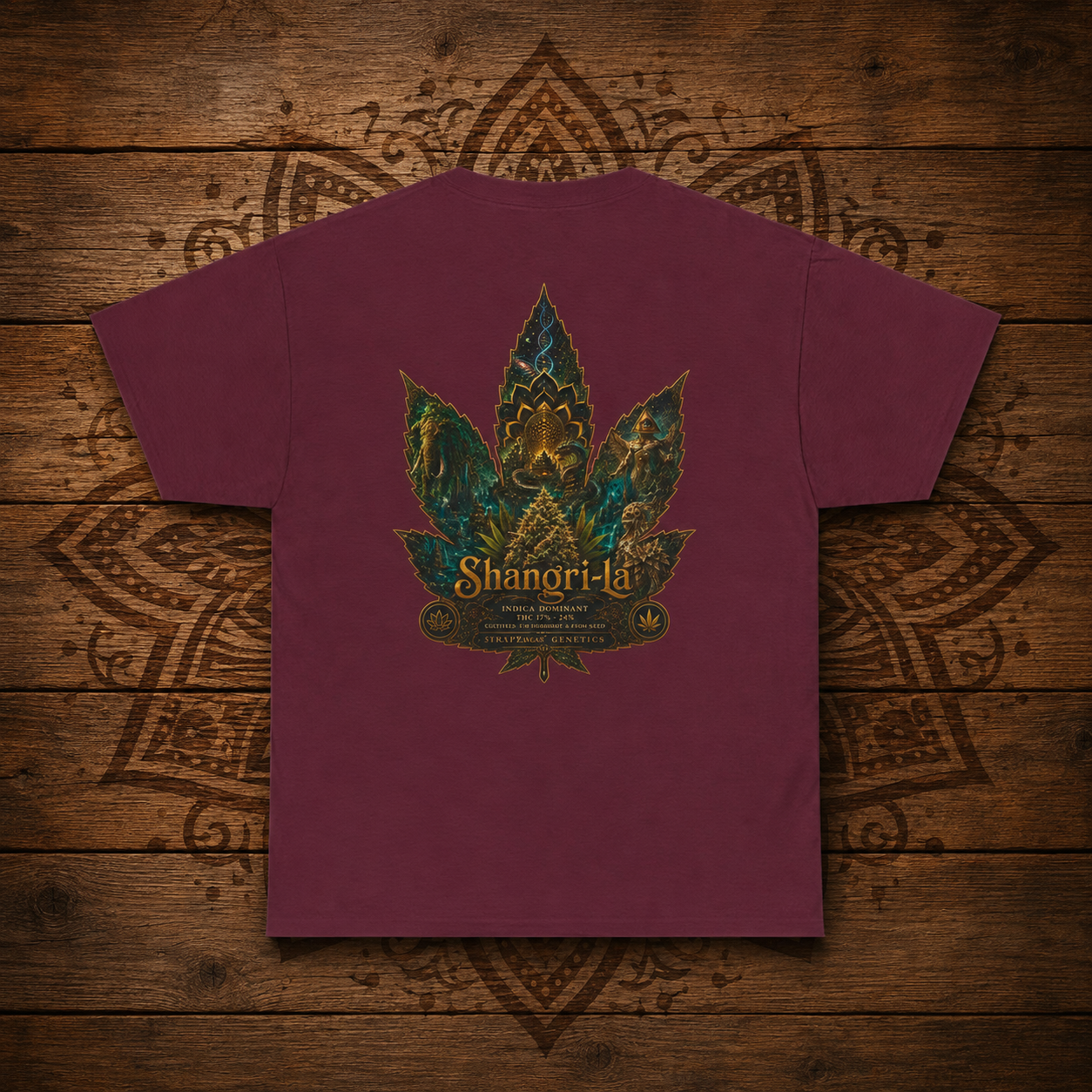 Ornate Lotus Leaf T-Shirt | Boho Mandala Cannabis Leaf Graphic