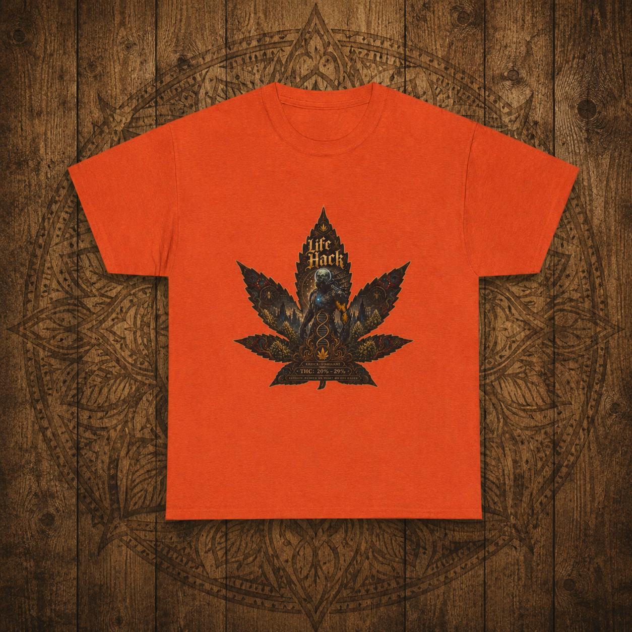 Life Hack Skeleton Leaf T-Shirt | Gothic Cannabis Leaf Illustration
