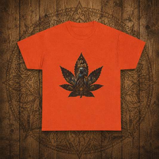 Life Hack Skeleton Leaf T-Shirt | Gothic Cannabis Leaf Illustration