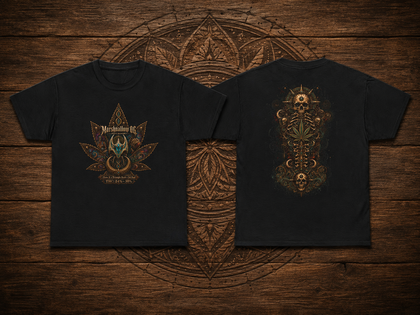 Marshmallow OG/Spinal Cannabis Skull T-shirt