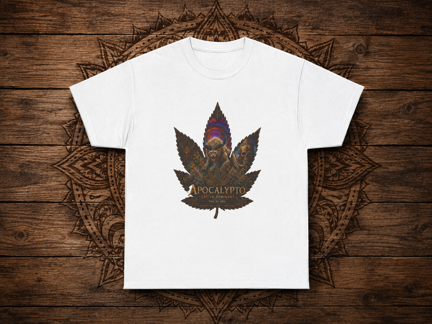 Apocalypto Skull Leaf T-Shirt | Tribal Skull Cannabis Leaf Tee
