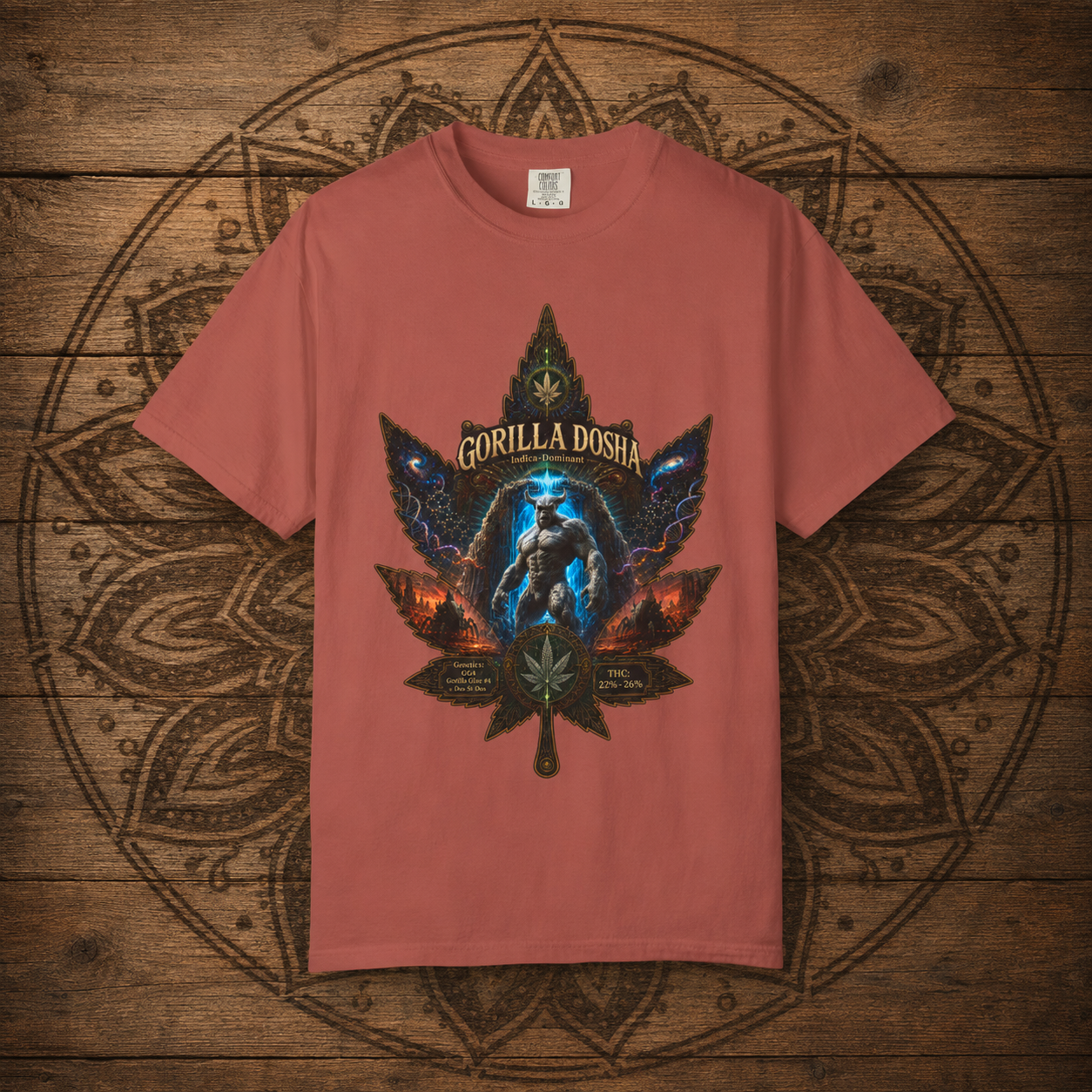 Gorilla Dosh Cannabis Leaf T-shirt | Psychedelic Ape Graphic