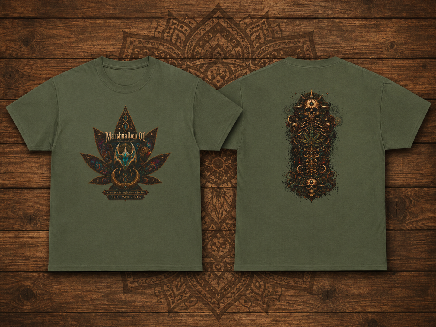 Marshmallow OG/Spinal Cannabis Skull T-shirt