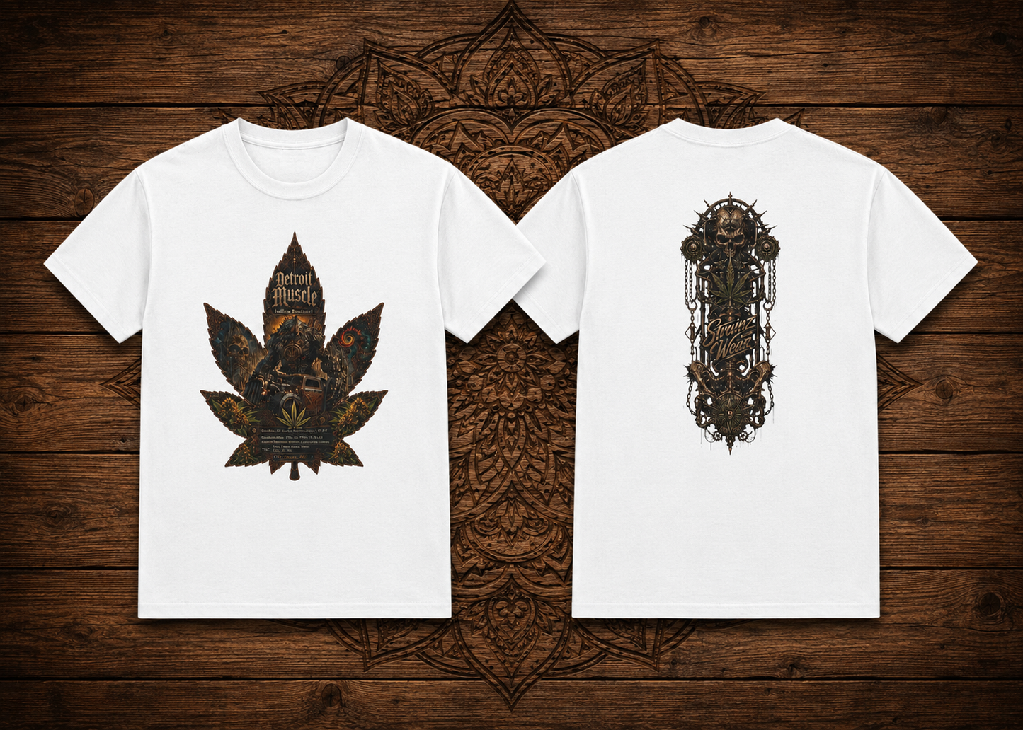Vintage Motorhead Cannabis Leaf Tee | Retro Spinal Skull Graphic Shirt