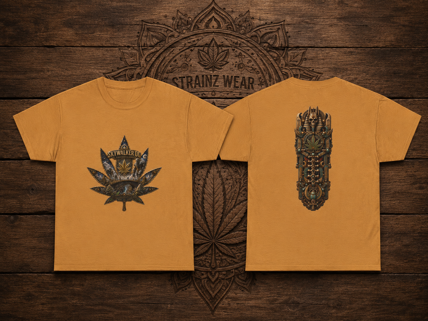 Skywalker Cannabis Leaf Tee | Gothic spinal Skull T-Shirt, Dark Botanical Design