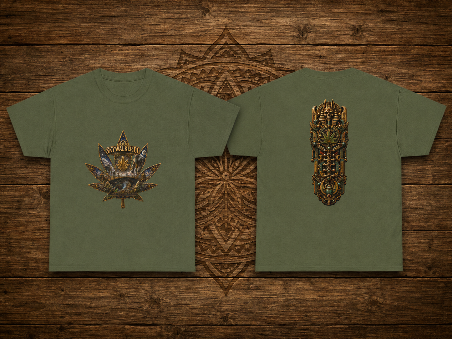 Skywalker Cannabis Leaf Tee | Gothic spinal Skull T-Shirt, Dark Botanical Design