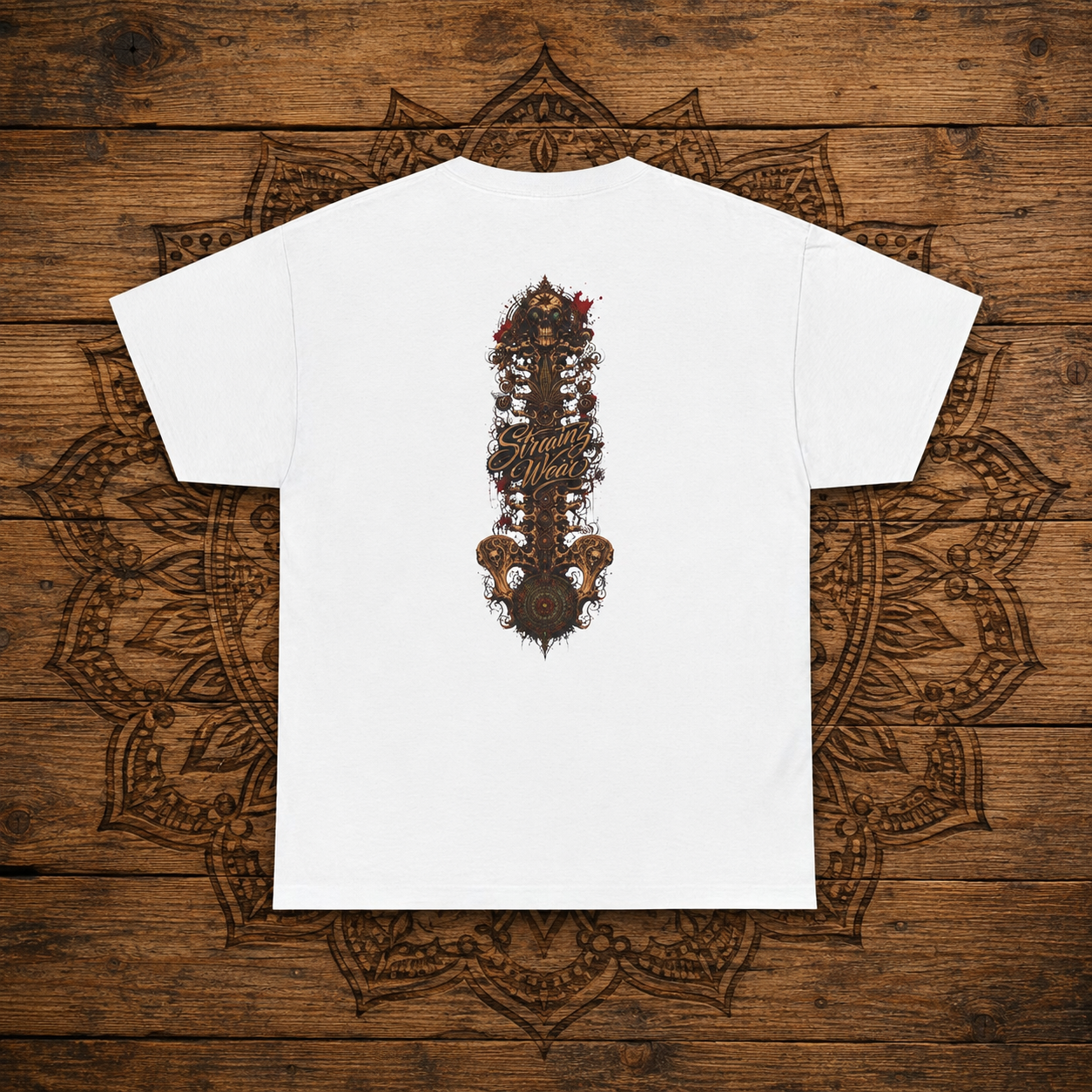 Vintage Cannabis Leaf Skull Tee | Ornate Gothic Illustration, Back Sigil Print