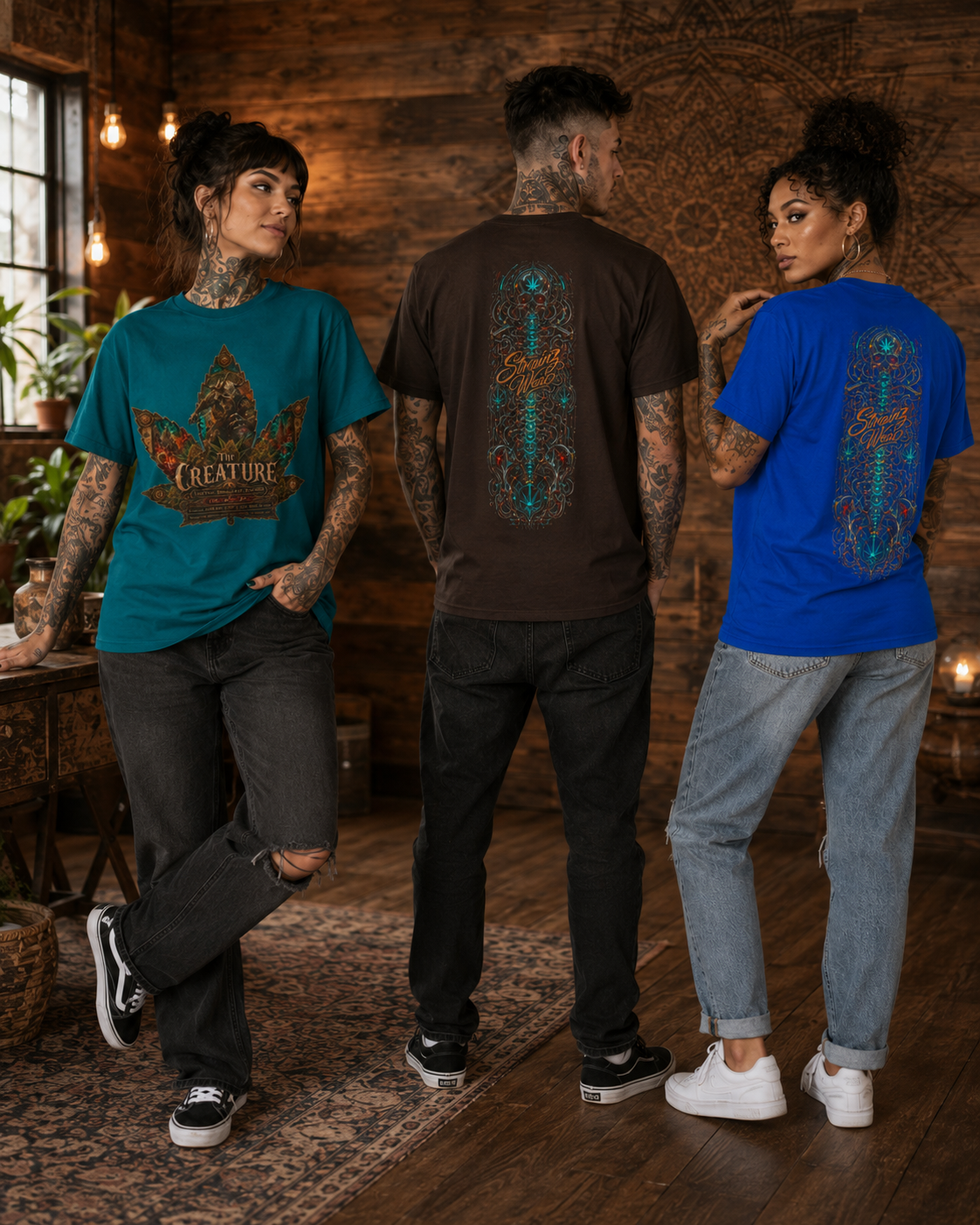 Creature Leaf Graphic Tee | Botanical Skull Art