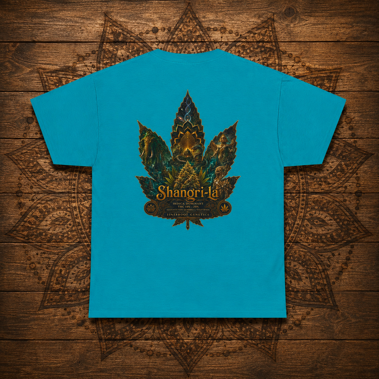 Ornate Lotus Leaf T-Shirt | Boho Mandala Cannabis Leaf Graphic