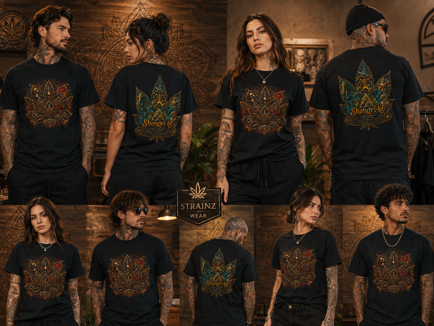 Ornate Lotus Leaf T-Shirt | Boho Mandala Cannabis Leaf Graphic