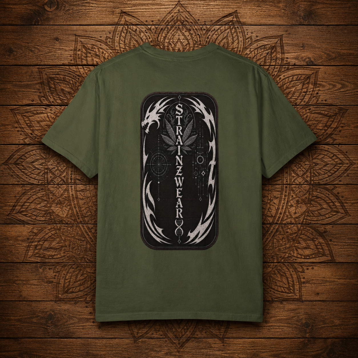 Gorilla Glue #4 Leaf Graphic T-shirt | Psychedelic Gorilla Illustration, Strainzwear Back Print