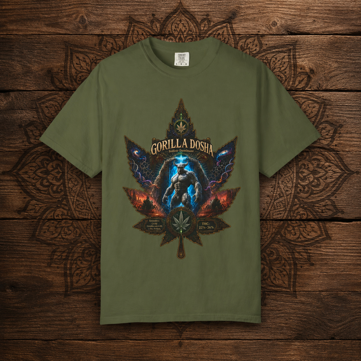 Gorilla Dosh Cannabis Leaf T-shirt | Psychedelic Ape Graphic