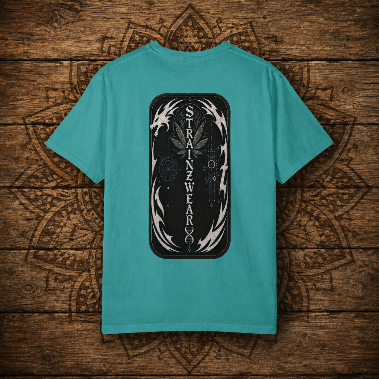 Gorilla Glue #4 Leaf Graphic T-shirt | Psychedelic Gorilla Illustration, Strainzwear Back Print