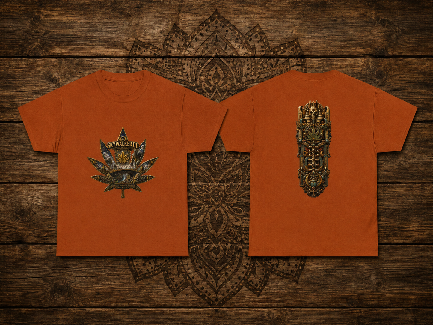 Skywalker Cannabis Leaf Tee | Gothic spinal Skull T-Shirt, Dark Botanical Design