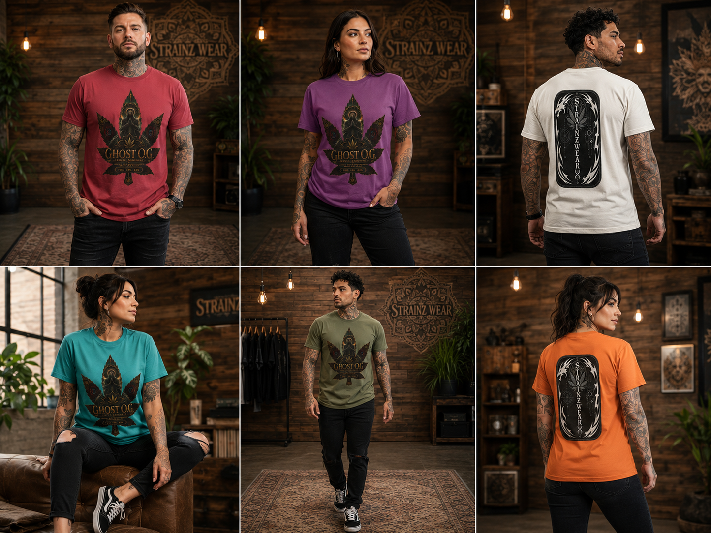 Ghost OG Leaf graphic T-shirt | Strainzwear back print