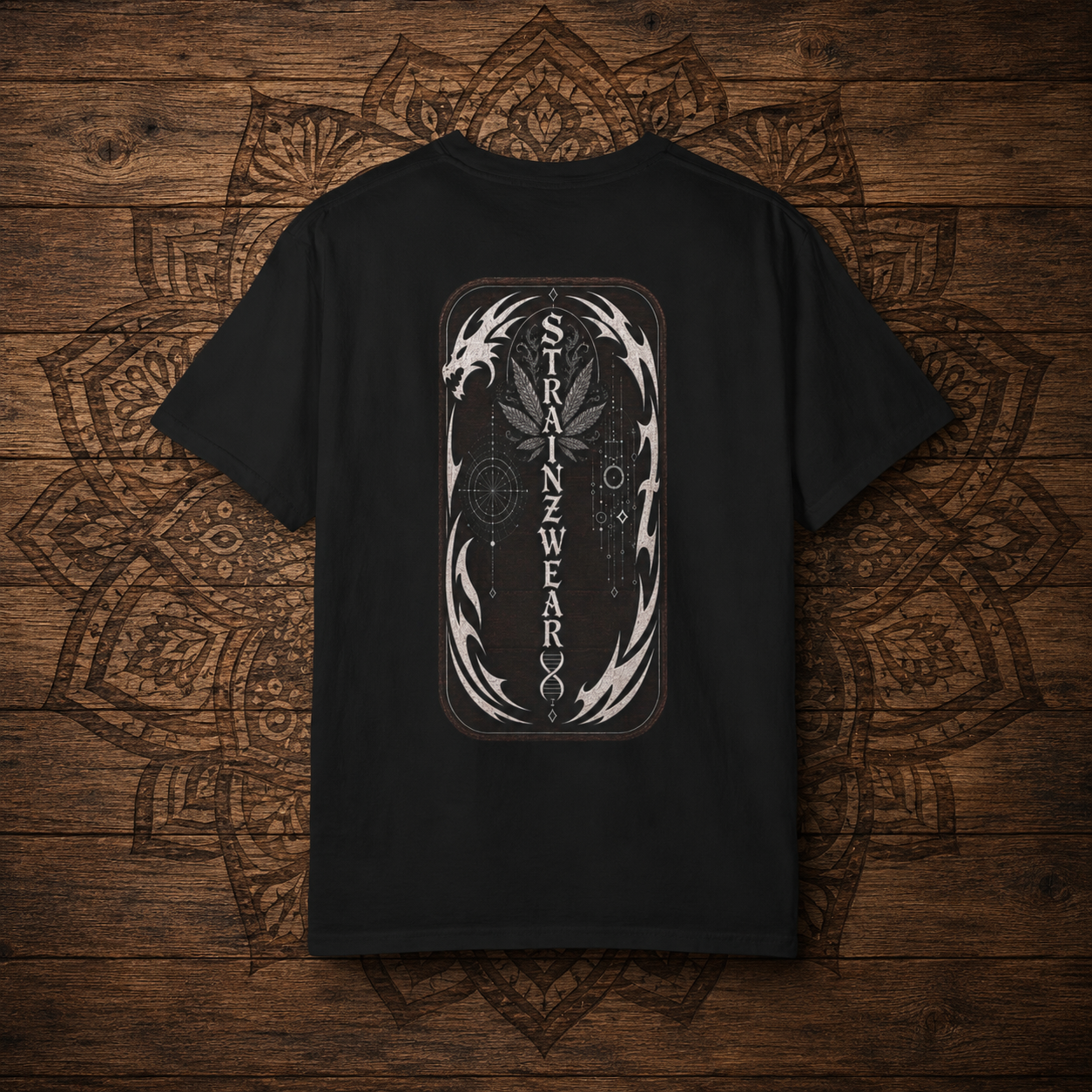 Gorilla Glue #4 Leaf Graphic T-shirt | Psychedelic Gorilla Illustration, Strainzwear Back Print