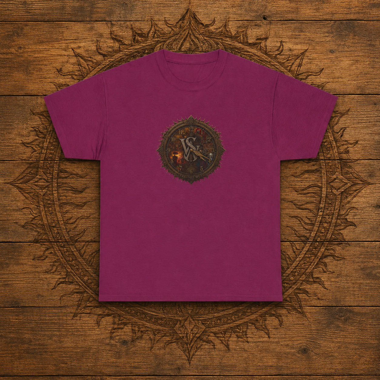 Strainz Wear Sun Clock-Skull Spine Emblem T-Shirt | Gothic Anatomy Backprint