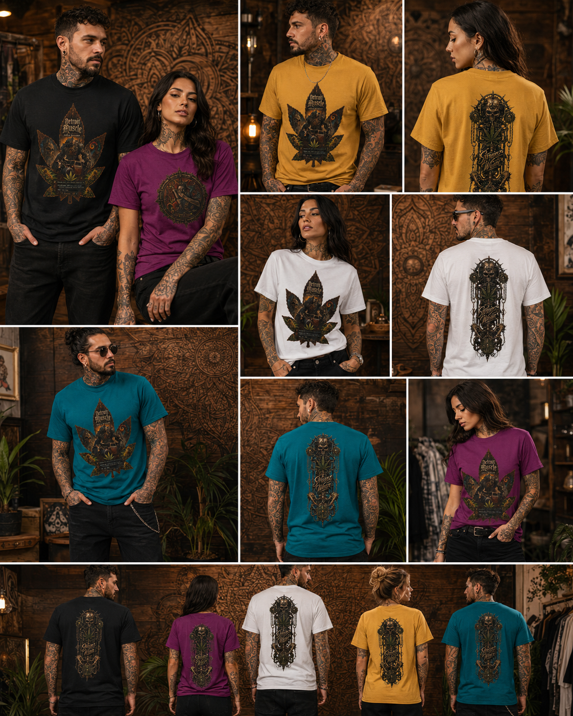 Vintage Motorhead Cannabis Leaf Tee | Retro Spinal Skull Graphic Shirt