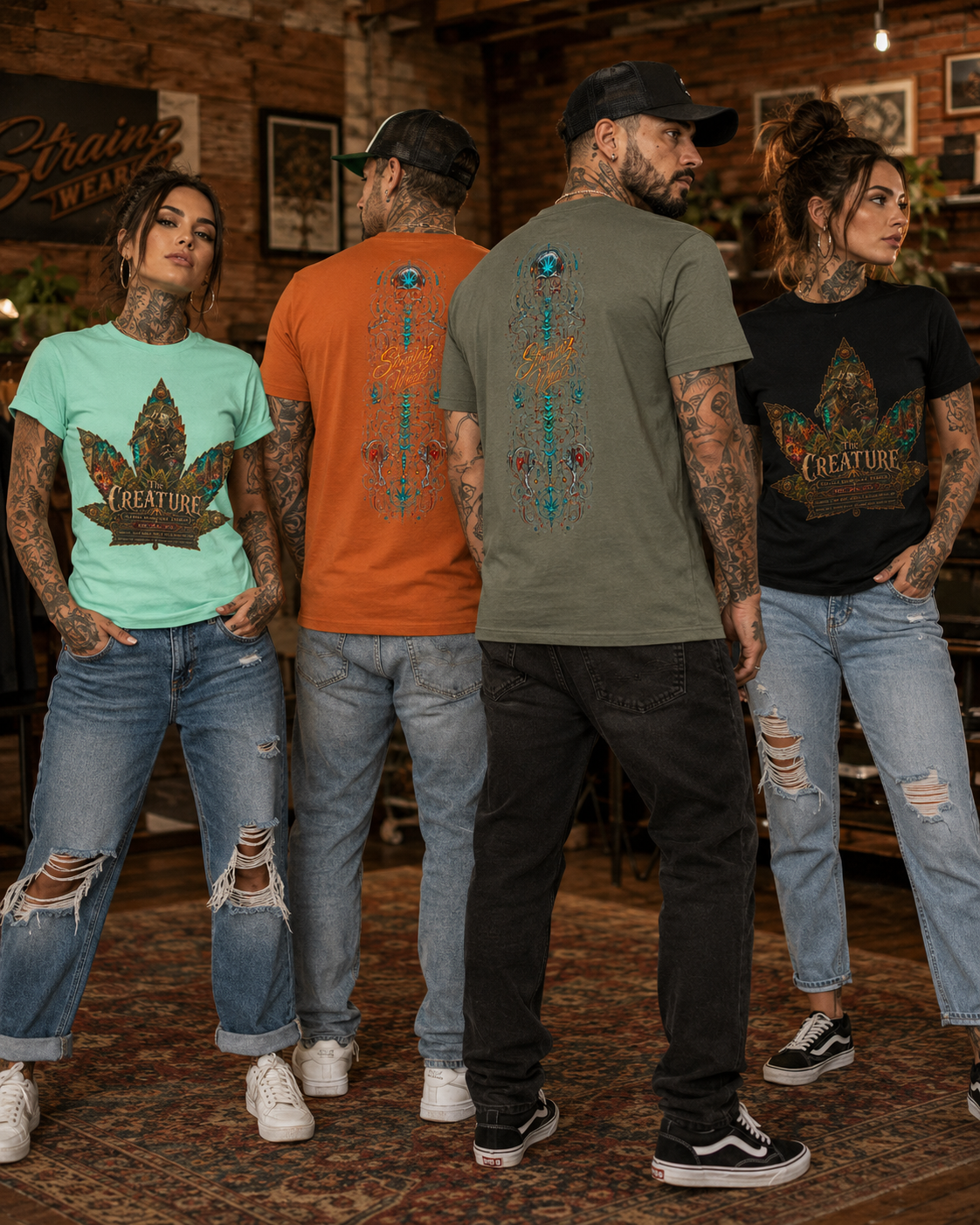 Creature Leaf Graphic Tee | Botanical Skull Art